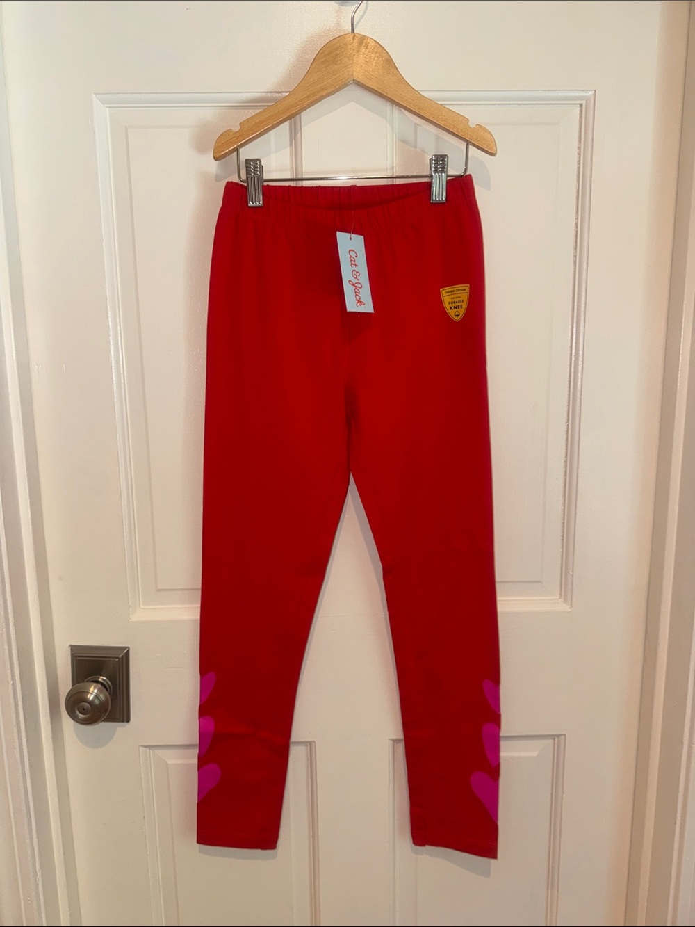 Girls red leggings size L 10/12